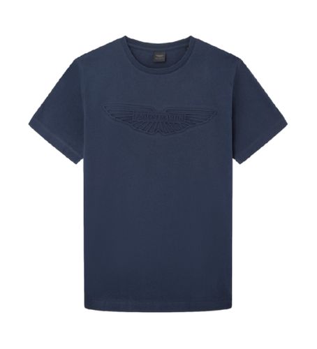 Til mænd. HM500779 Am Emboss T-shirt navy (3XL), Casual, Bomuld, Korte ærmer, Blå - Hackett London - Modalova