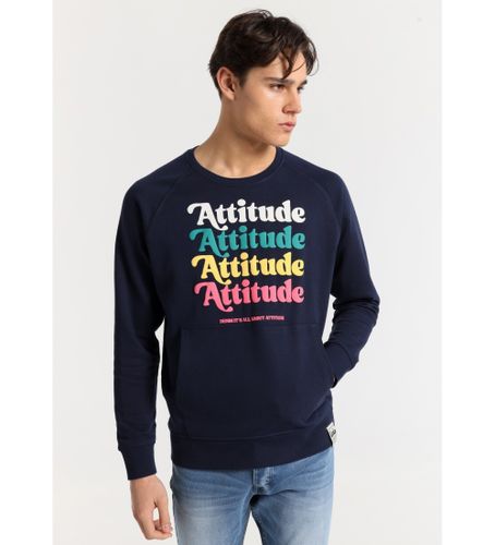 Til mænd. 165803869 Sweatshirt med kasseformet hals og navy kængurulomme (M), Casual, Bomuld, Lange ærmer - Lois Jeans - Modalova