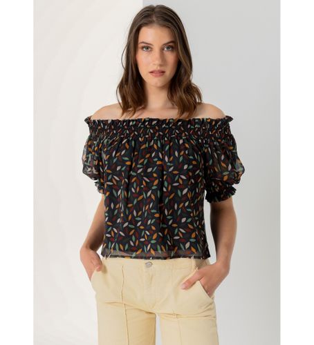 Til kvinder. 431422475 Off-the-shoulder-top med transparente, flerfarvede ærmer (XS), Casual, Polyester - Lois Jeans - Modalova
