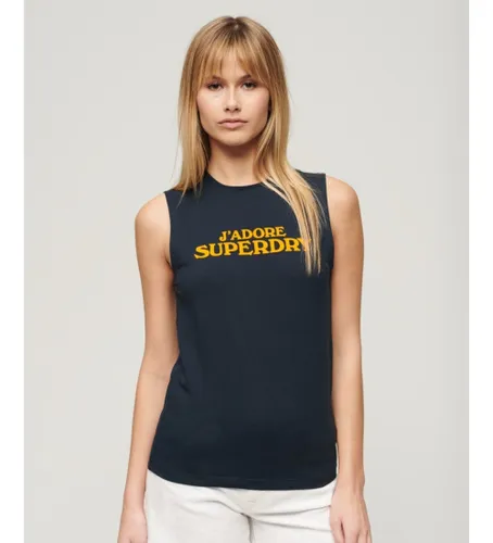 Til kvinder. W6011834A T-shirt Sport Luxe grafisk navy (S), Casual, Bomuld, Uden ærmer/stropper - Superdry - Modalova