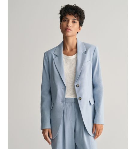 Til kvinder. 4770200 Regular Fit-blazer i blåt hør med stretch (34), Casual, Party, Linned, Klassisk, Lange ærmer - Gant - Modalova