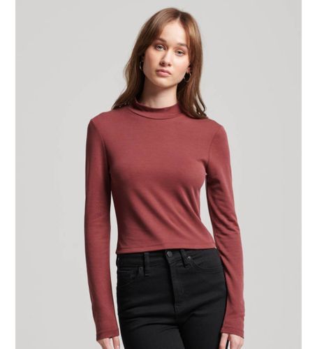 Til kvinder. W6011737A Langærmet bourgognefarvet t-shirt med åben ryg (XS), Casual, Modal, Lange ærmer - Superdry - Modalova
