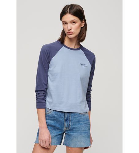 Til kvinder. W6011805A Baseball T-shirt med logo Essential blue (XS), Blå, Casual, Lange ærmer, Økologisk bomuld, Bæredygtig - Superdry - Modalova