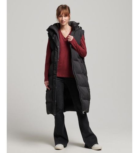 Til kvinder. W5011641A Lang vatteret vest med hætte, (XS), Casual, Genanvendt polister, Bæredygtig - Superdry - Modalova
