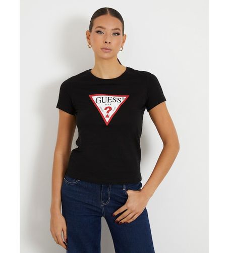 Til kvinder. W1YI1BI3Z14 Triangle logo T-shirt (XS), Casual, Bomuld, Korte ærmer - Guess - Modalova