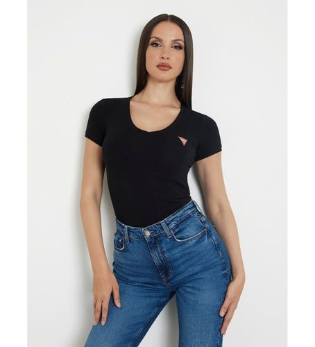 Til kvinder. W2YI45J1314 Stretch-T-shirt med lille trekantlogo, (L), Casual, Bomuld, Korte ærmer - Guess - Modalova