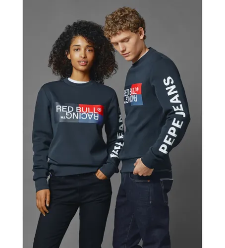 Unisex. RU580007 Sweatshirt Colour Block Graphic Crew martino (S), Casual, Bomuld, Lange ærmer, Blå - Red Bull Racing x Pepe Jeans - Modalova