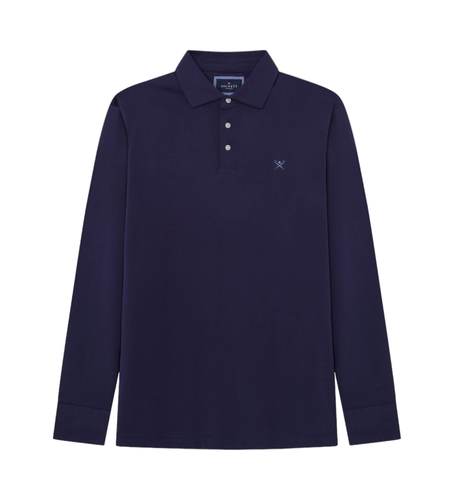 Til mænd. HM550970 Pima navy poloshirt (S), Casual, Bomuld, Lange ærmer, Blå - Hackett London - Modalova