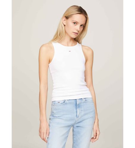 Til kvinder. DW0DW17382 Essential Rib T-shirt (XS), Casual, Bomuld, Uden ærmer/stropper - Tommy Jeans - Modalova