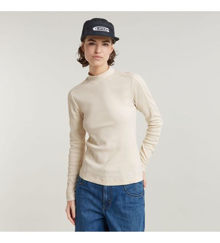 Til kvinder. D25033-D850-127 Slim Rib Mock T-shirt (XXS), Casual, Lange ærmer, Økologisk bomuld, Bæredygtig - G-Star - Modalova