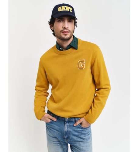 Til mænd. 8030221 Trøje med rund hals og gult badge (XL), Casual, Bomuld - Gant - Modalova