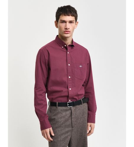 Til mænd. 3240160 Regular Fit-skjorte med bordeaux mikroprint (4XL), Casual, Bomuld, Lange ærmer - Gant - Modalova
