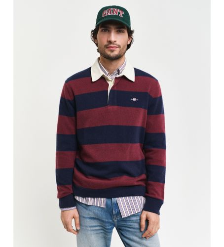 Til mænd. 8050228 Stribet poloshirt i ekstra fin fåreuld navy, (S), Casual, Bomuld, Lange ærmer, Blå - Gant - Modalova