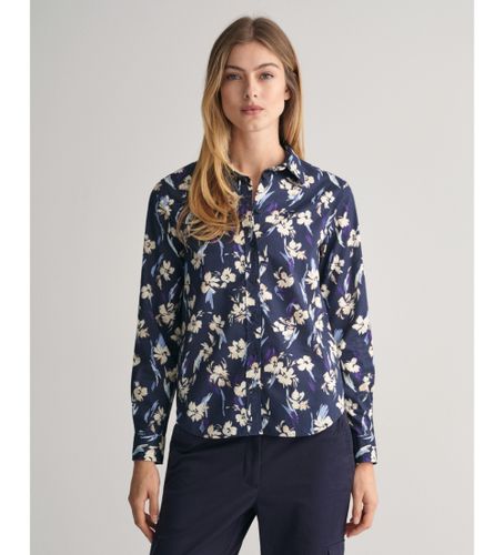 Til kvinder. 4300417 Regular Fit-skjorte i bomuldschiffon med marineblomstret print (36), Casual, Lange ærmer - Gant - Modalova