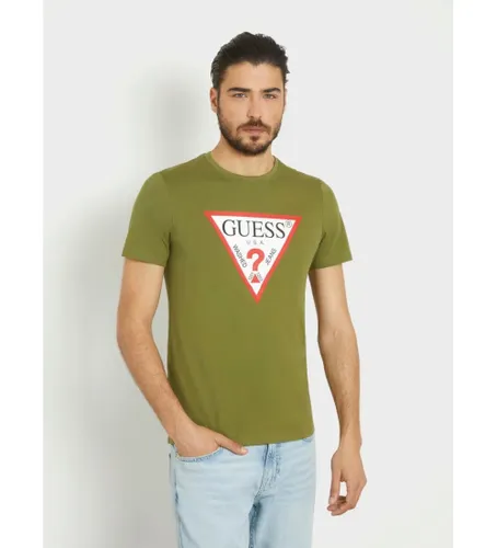 Til mænd. M2YI71I3Z14 trekantet logo-T-shirt (S), Casual, Bomuld, Korte ærmer - Guess - Modalova