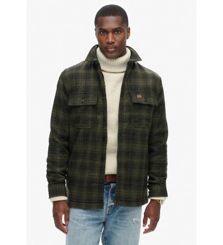 Til mænd. M4010720A Fleeceforet ternet overshirt i uld (XXL), Casual, Polyester, Lange ærmer - Superdry - Modalova