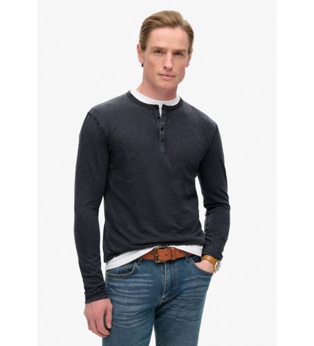 Til mænd. M6010843A Langærmet t-shirt med bagerkrave navy (S), Casual, Bomuld, Lange ærmer - Superdry - Modalova