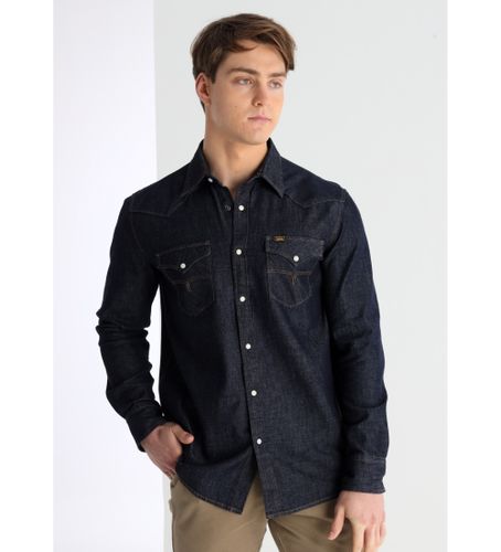 Til mænd. 144963945 Langærmet denimskjorte i navyfarvet stof (S), Casual, Bomuld, Lange ærmer - Lois Jeans - Modalova
