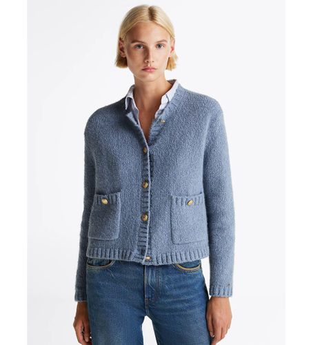 Til kvinder. WW0WW44473 Struktureret cardigan med guldknapper (L), Casual, Økologisk bomuld, Bæredygtig - Tommy Hilfiger - Modalova