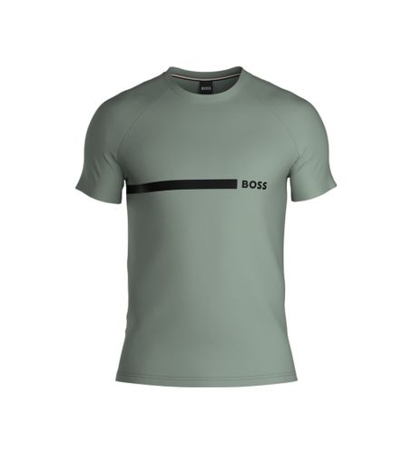 Til mænd. 50517970 Slim fit bomuldsstrikket T-shirt med grønt logoprint (L), Korte ærmer - BOSS - Modalova