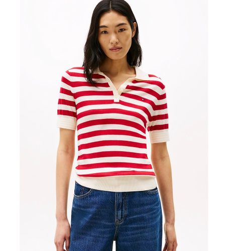 Til kvinder. WW0WW37937 Strikket poloshirt med korte ærmer, (M), Casual, Bomuld, Lyocell - Tommy Hilfiger - Modalova