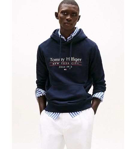 Til mænd. MW0MW38672 Sweatshirt med hætte og navy-logo (S), Casual, Bomuld - Tommy Hilfiger - Modalova