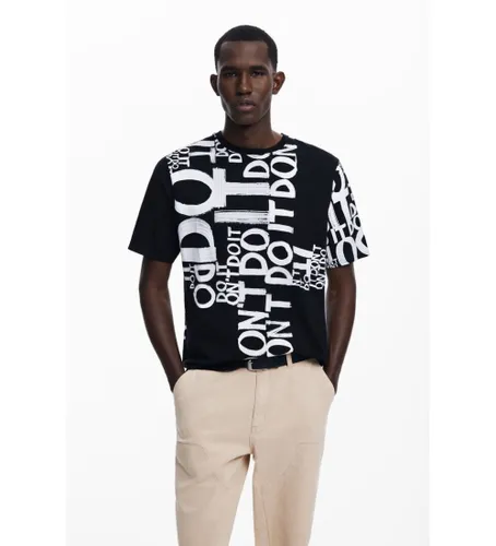 Til mænd. 25SMTK20 T-shirt med ordtryk (M), Casual, Bomuld, Korte ærmer - Desigual - Modalova