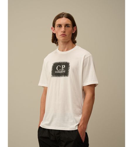 Til mænd. 17CMTS029A005100W Label T-shirt (L), Casual, Bomuld, Korte ærmer - C.P. Company - Modalova