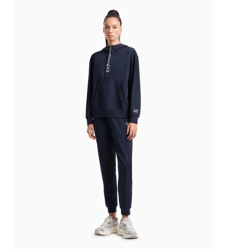 Til kvinder. 7W000117_AF13135 Strikket træningsdragt i stretchbomuld med navyfarvet hætte (3XL), Casual, Sport, Multisport, Lange ærmer - EA7 - Modalova