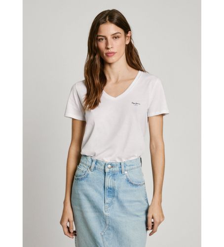 Til kvinder. PL506051 Macy's T-shirt (XS), Casual, Korte ærmer, Økologisk bomuld, Bæredygtig - Pepe Jeans - Modalova