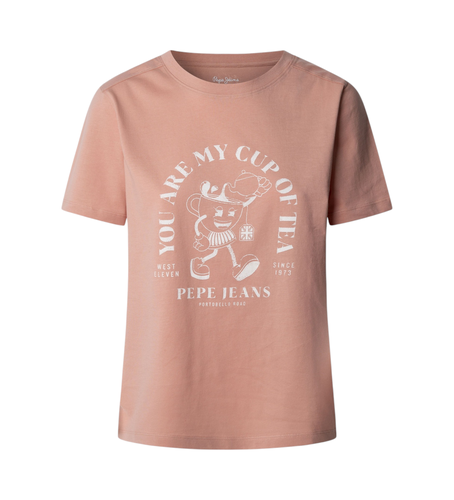 Til kvinder. PL506025 Raquel lyserød t-shirt (XS), Casual, , Bomuld, Korte ærmer, Bæredygtig - Pepe Jeans - Modalova