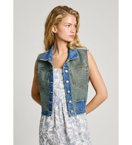 Til kvinder. PL402592 Vesten W11 Denim Rever blågrøn, (XXS), Casual, Bomuld, Bæredygtig - Pepe Jeans - Modalova