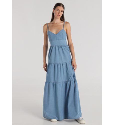 Til kvinder. 340468143 Lang denimkjole med stropper (XS), Casual, Bomuld, Uden ærmer/stropper - Victorio & Lucchino, V&L - Modalova