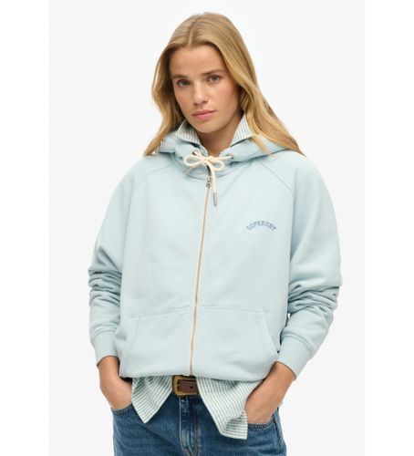 Til kvinder. W2012287A Hættetrøje med regulerede ærmer, lynlås og blåt Esssential-logo (XS), Casual, Bomuld - Superdry - Modalova