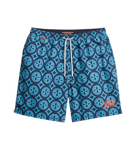 Til mænd. M3010250A Badedragt med blåt mosaikprint (S), Badetøj, Genanvendt polister, Bæredygtig - Superdry - Modalova