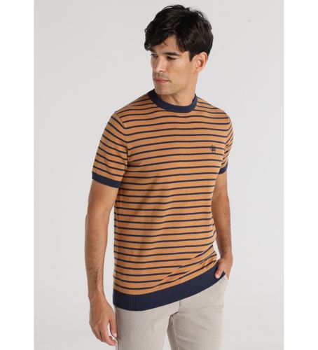 Til mænd. 850765484 Kortærmet, strikket T-shirt med stribet logo på brystet, (S), Casual, Bomuld, Korte ærmer - Bendorff - Modalova