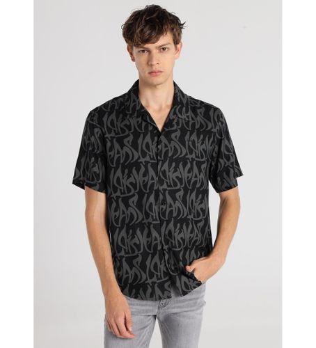 Til mænd. 145633046 Kortærmet skjorte med vandfaldsmønster Motorwear Black (S), , Casual, Bomuld, Viscose, Korte ærmer - Lois Jeans - Modalova