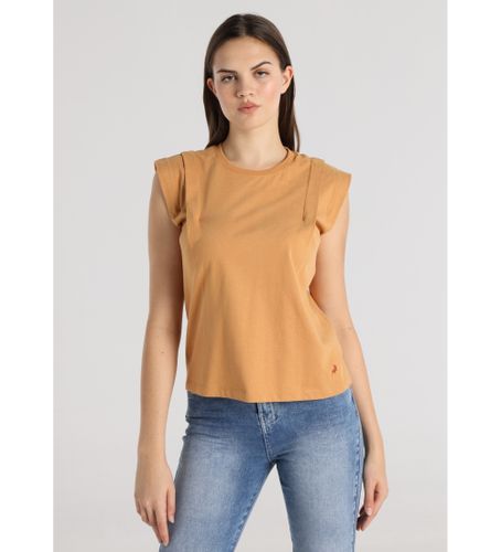 Til kvinder. 423072684 bordplade med skulderpaneler (XS), Brun, Casual, Bomuld, Korte ærmer - Lois Jeans - Modalova