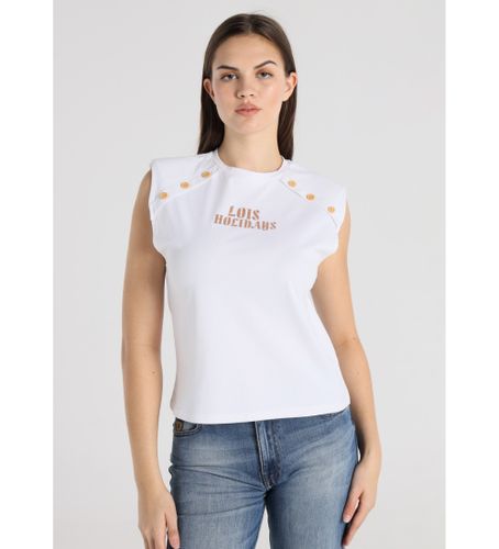 Til kvinder. 423332740 Ærmeløs T-shirt med knapdetaljer (XS), Casual, Bomuld, Korte ærmer - Lois Jeans - Modalova