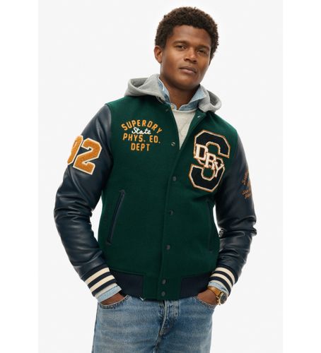 Til mænd. M5012088A Bomberjakke med hætte og grønt universitetsemblem (S), Casual, Bomuld - Superdry - Modalova