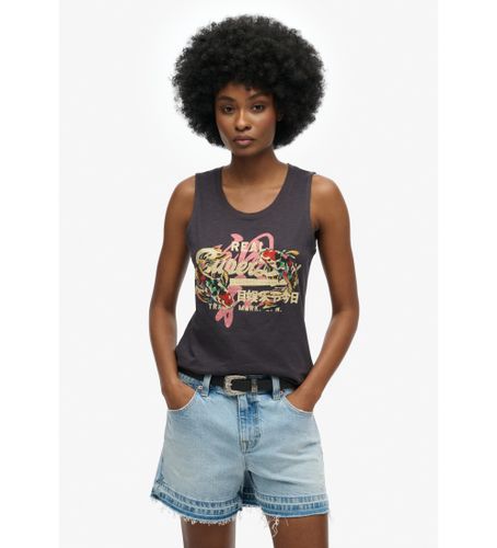 Til kvinder. W6012090A T-shirt Tokyo Vintage mørkegrå (36), Casual, Bomuld, Uden ærmer/stropper - Superdry - Modalova