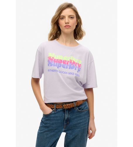 Til kvinder. W1011752A Neon Rainbow T-shirt (XS), Casual, Bomuld, Korte ærmer - Superdry - Modalova