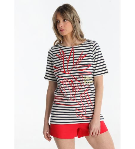 Til kvinder. 320368129 T-shirt med grafiske striber (XS), Casual, Bomuld, Korte ærmer - Victorio & Lucchino, V&L - Modalova
