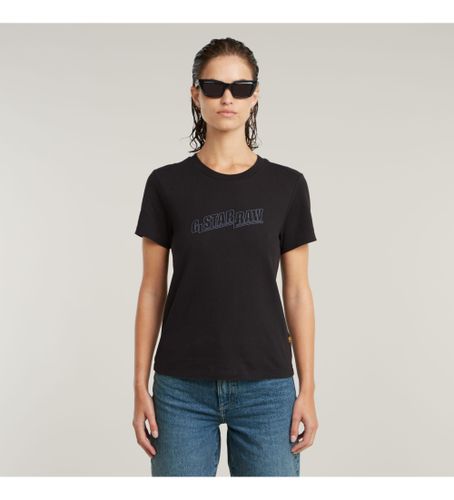Til kvinder. D26248-D101-6484 Embro Logo Ribbed T-shirt (XS), Casual, Bomuld, Korte ærmer - G-Star - Modalova