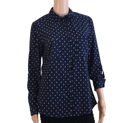 Chemisier marine motif ancre avec manches ajustables - - Taille estimée M - pimkie - Modalova