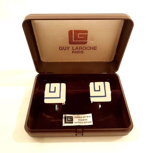 Lot boutons de manchettes et pince de cravate plaqu or blanc - guy laroche - Modalova