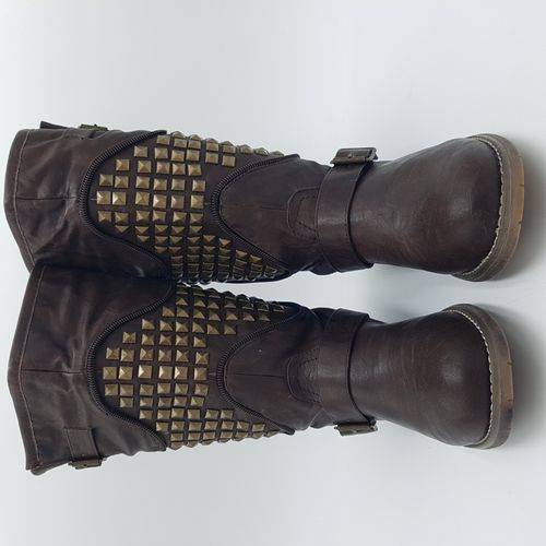 Bottes mi-mollet marron et cloutes Neuves - T39 - Label Emmaus - Modalova