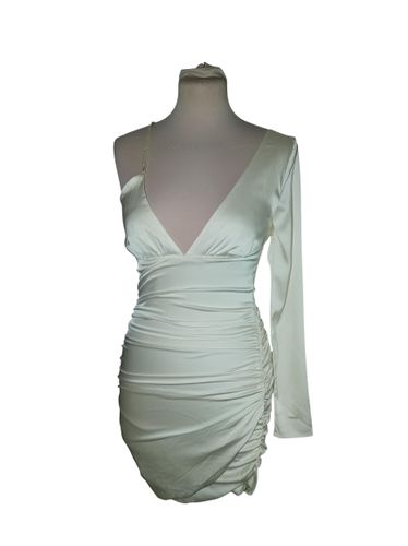 Robe Soirée Drapée Asymétrique Oh Polly Satinée Crème Xs (T5015) - Label Emmaus - Modalova