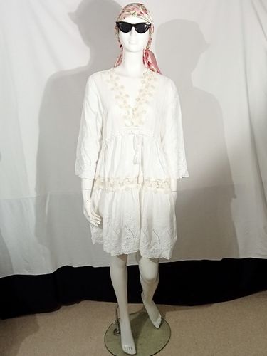 Robe babydoll blanche 100%coton - - M - ibiza jf secrets - Modalova