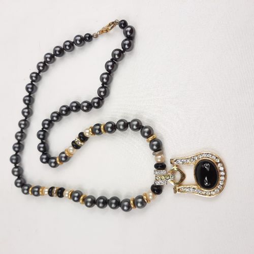 Collier classique fantaisie à pendentif perles et brillants - Label Emmaüs - Modalova